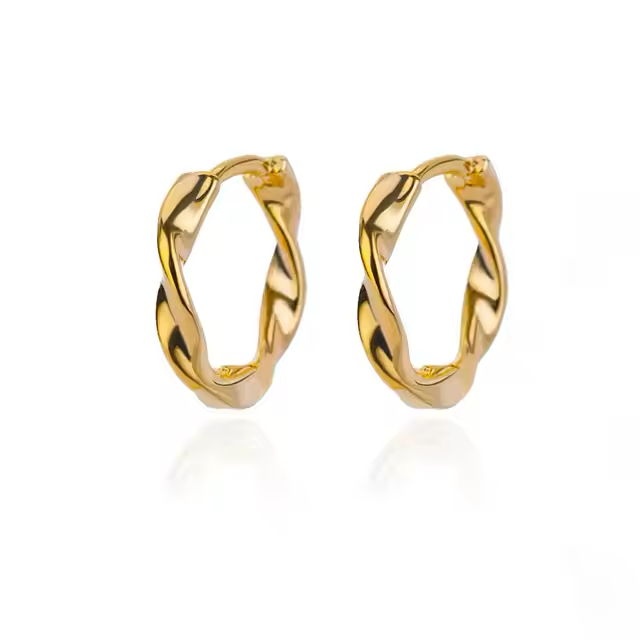 Twisted Gold Hoop Earrings - Elysian Embrace