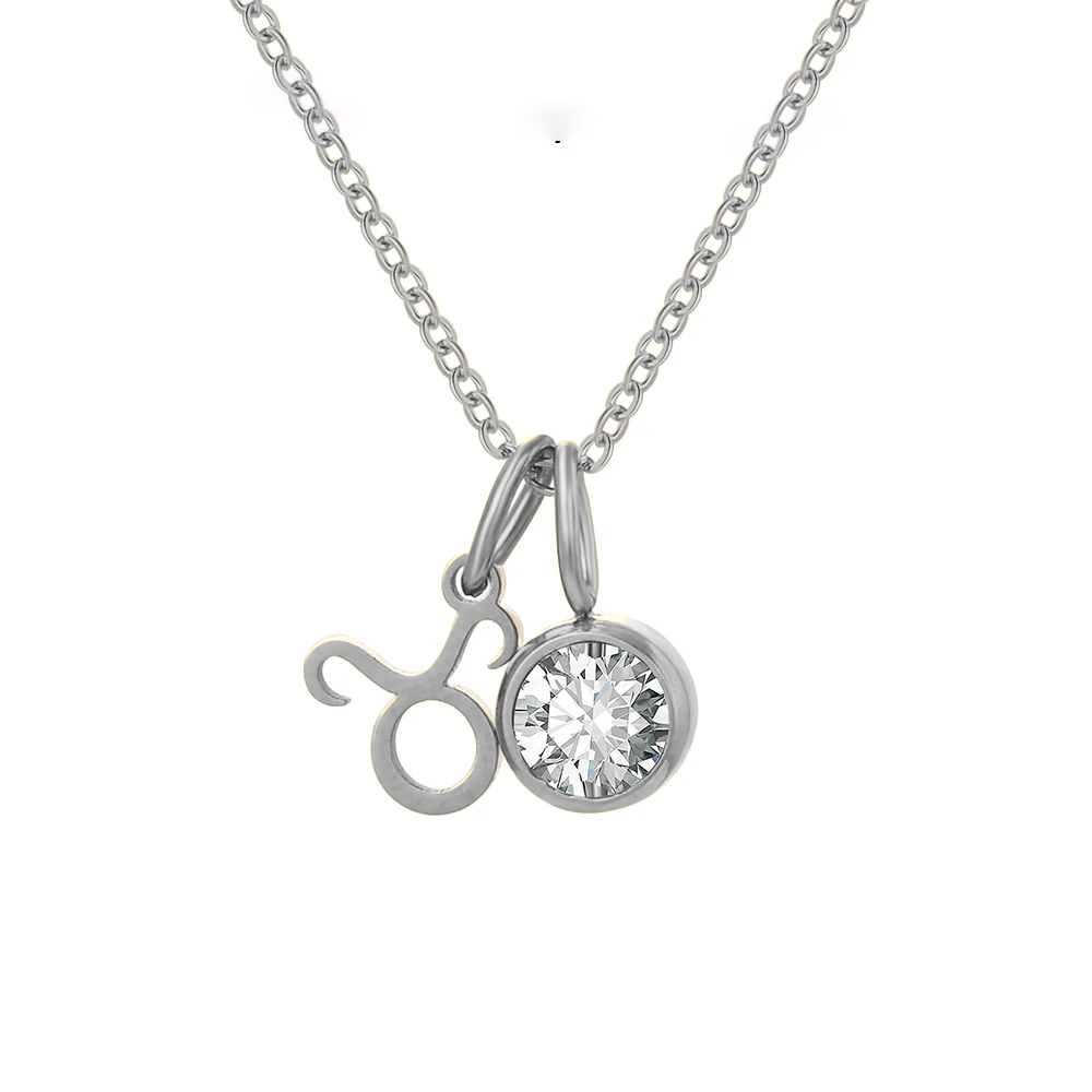 April Birthstone Necklace - silver