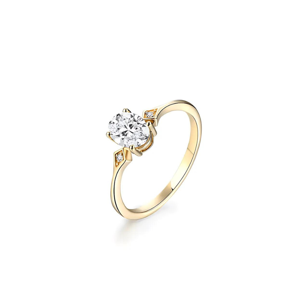 Golden Aurora Solitaire Ring - Elysian Embrace