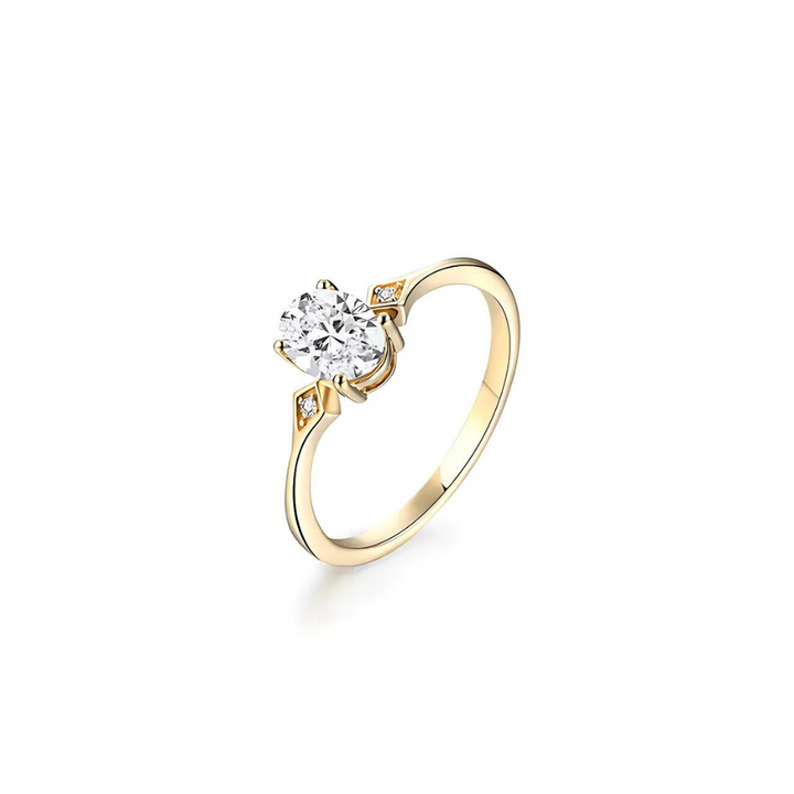 Golden Aurora Solitaire Ring - Elysian Embrace