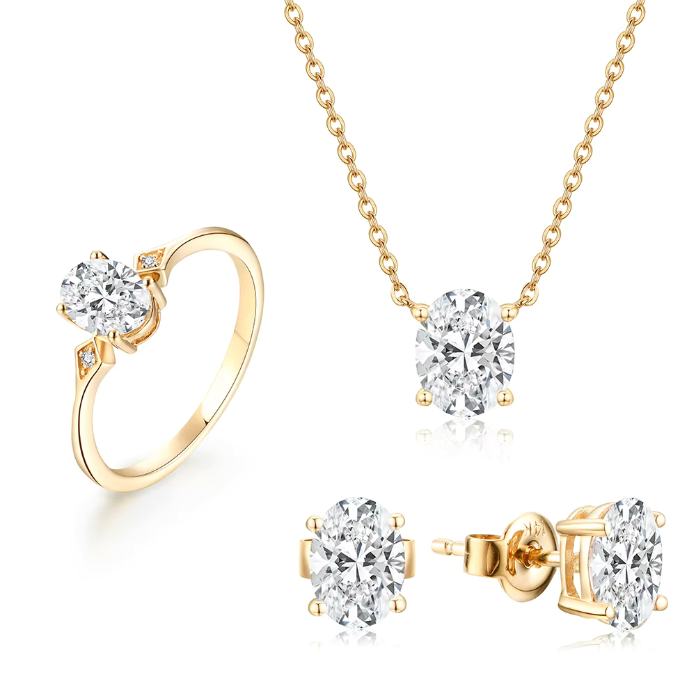 Golden Aurora Solitaire Set - Elysian Embrace