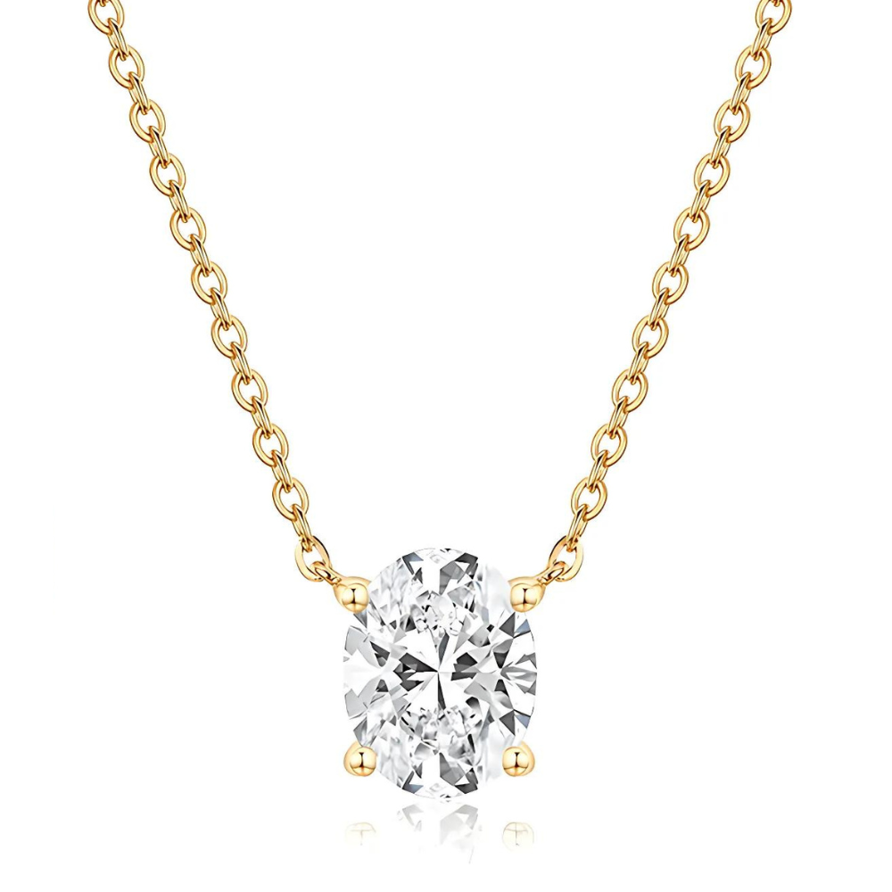 Golden Aurora Solitaire Necklace - Elysian Embrace