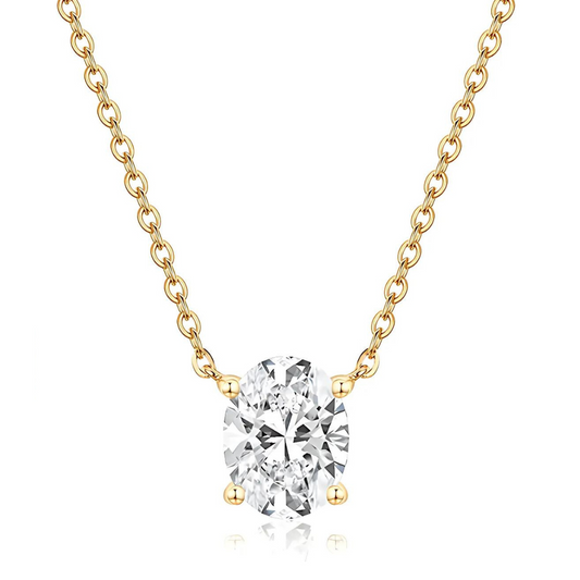 Golden Aurora Solitaire Necklace - Elysian Embrace