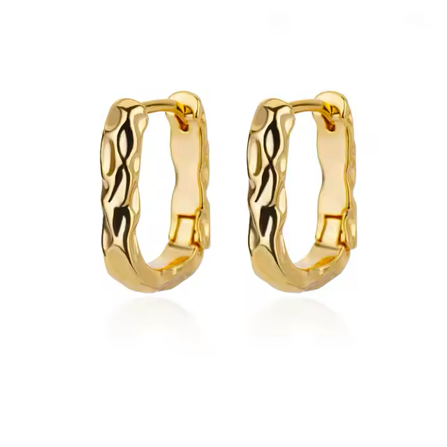 Hammered Gold Hoop Earrings - Elysian Embrace