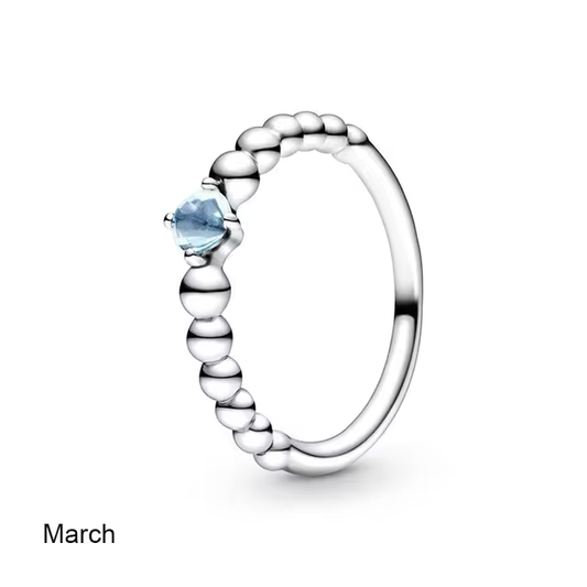 March Birthstone Beaded Ring