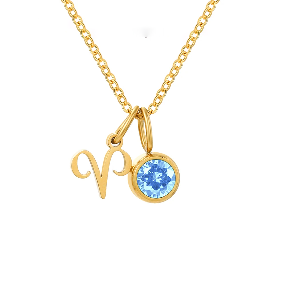 March Birthstone Necklace - gold