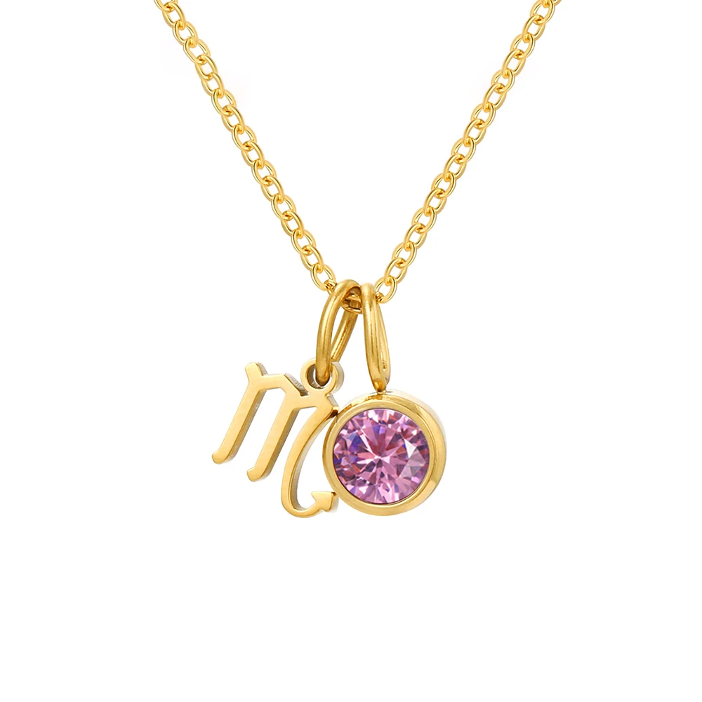 October Birthstone Necklace - Gold