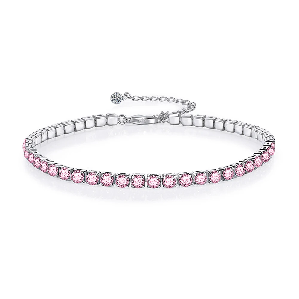 Pink Ice Elegance Tennis Chain Bracelet with Pink Crystals