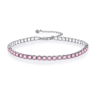 Pink Ice Elegance Tennis Chain Bracelet with Pink Crystals