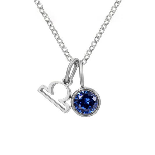 September Birthstone Necklace - Silver