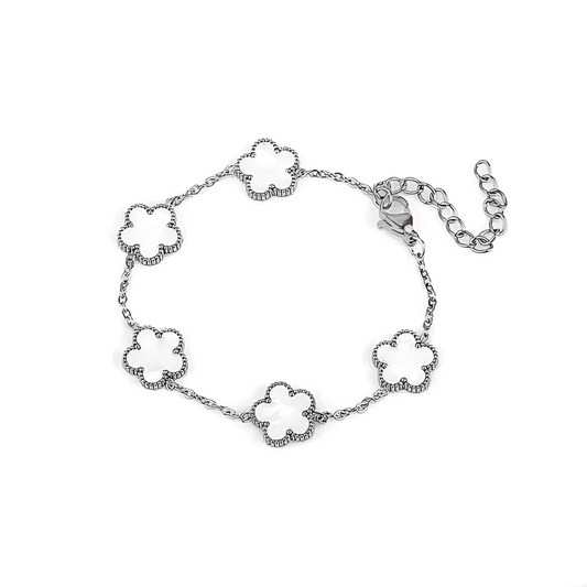 White/Silver Elysian Clover Bracelet